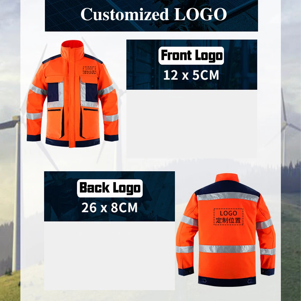 Reflective Safety Jacket High Visibility Winter Jacket and Pants Working Clothes Uniform Set Construction Site Hi Vis Workwear