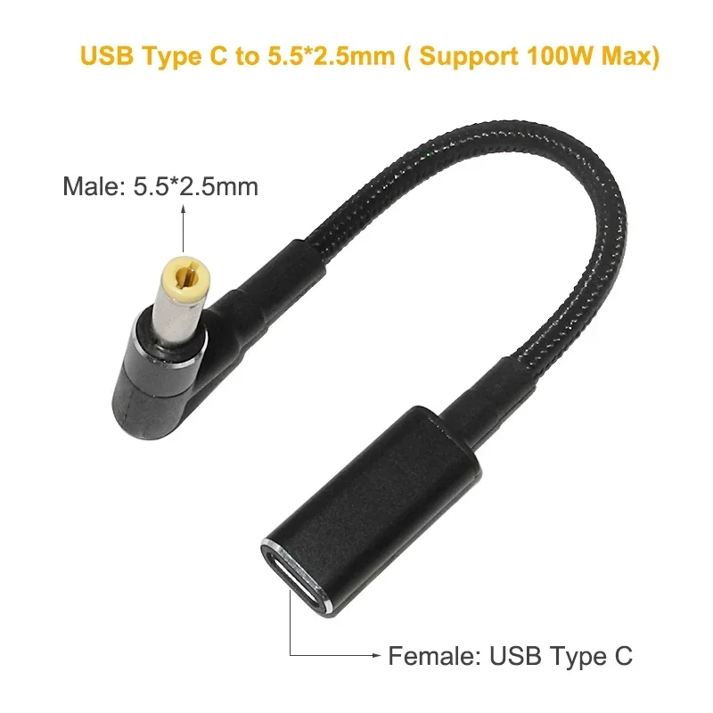 100W Type-C to Universal Notebook Adapter Connecter Dc Jack USB C Laptop Charging Cable Cord Laptop Charger 10pcs Connector