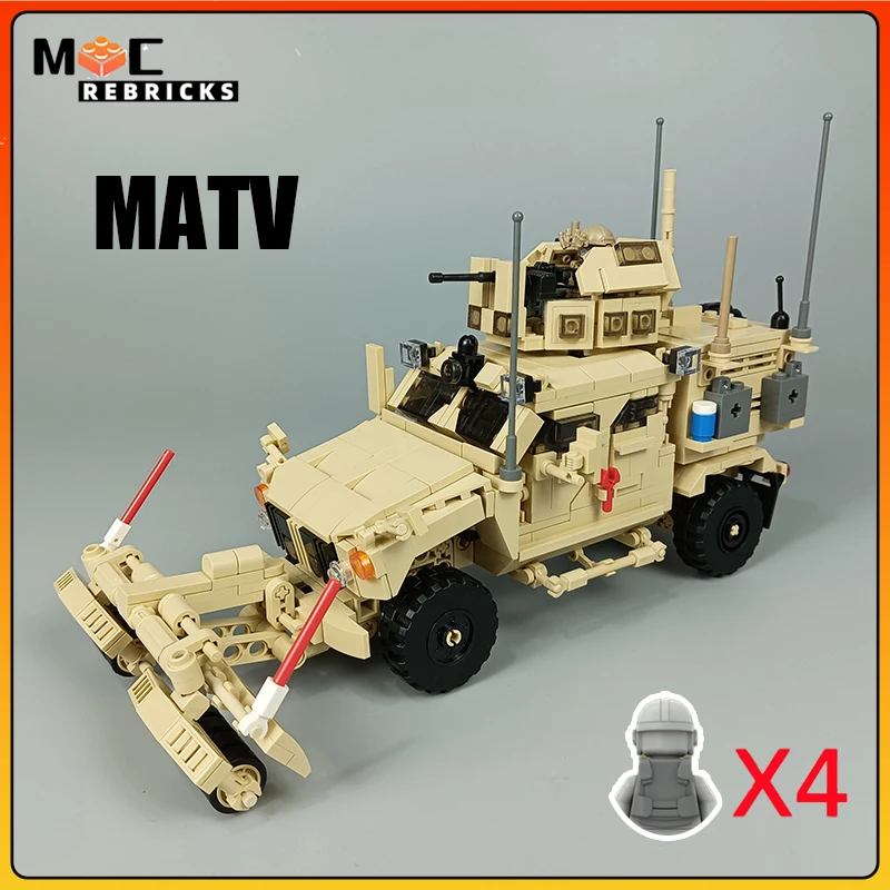 WW2 US Military Afghanistan War MRAP All-Terrain Vehicle MOC Building Block Off-road Combat Car Model Bricks Toy Children Gift