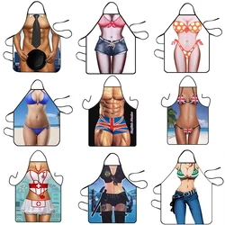 Creative Sexy Apron Kitchen Apron Funny Muscle Man Women Aprons Dinner Party Cooking Apron Cooking Pinafore Home Cleaning Tools