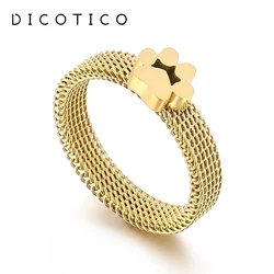 Fashion Stainless Steel Ring Women Cat's Paw Korea Mesh Link Chain Ring's For Women's Lucky Wedding Bands Christmas Jewelry