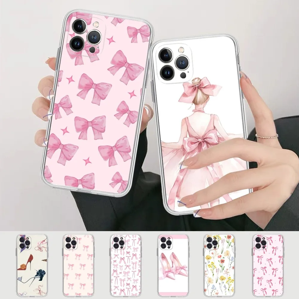 Wildflower 3D Girls Bow High Heels Phone Case Silicone Soft For Iphone 16 15 14 13 12 11 Pro Mini XS MAX Plus X Cover