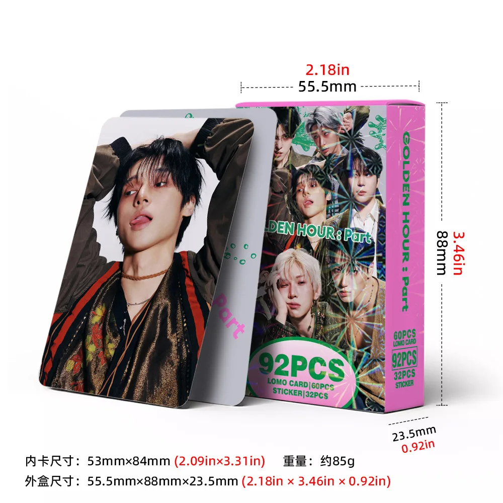 92pcs/set ATEEZ GOLDEN HOURPart.5 Ashes to Light  lomo Star Photocards Stickers Photo Lomo Cards Fans Collection Printed Cards image 4