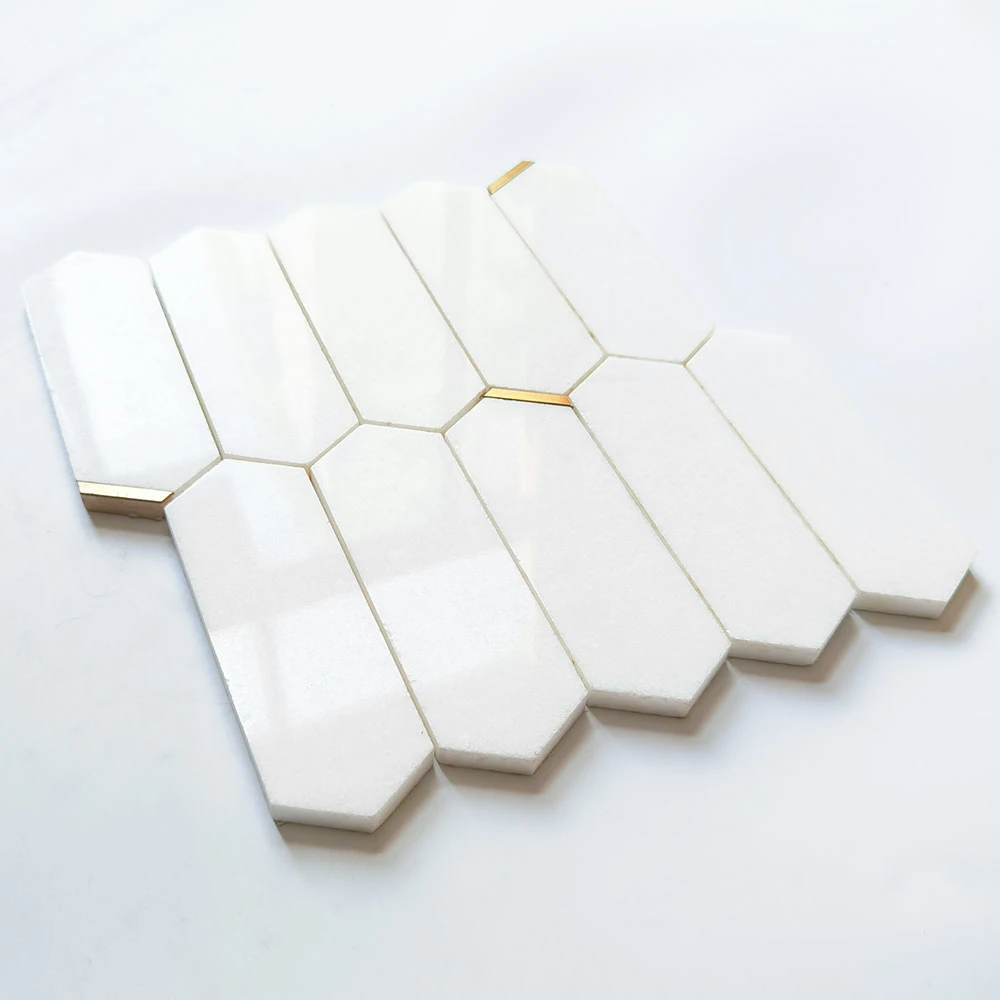 

Hexagonal marble mosaic tiles kitchen backsplash bathroom floor wall engineering stone tiles luxury villa home decoration