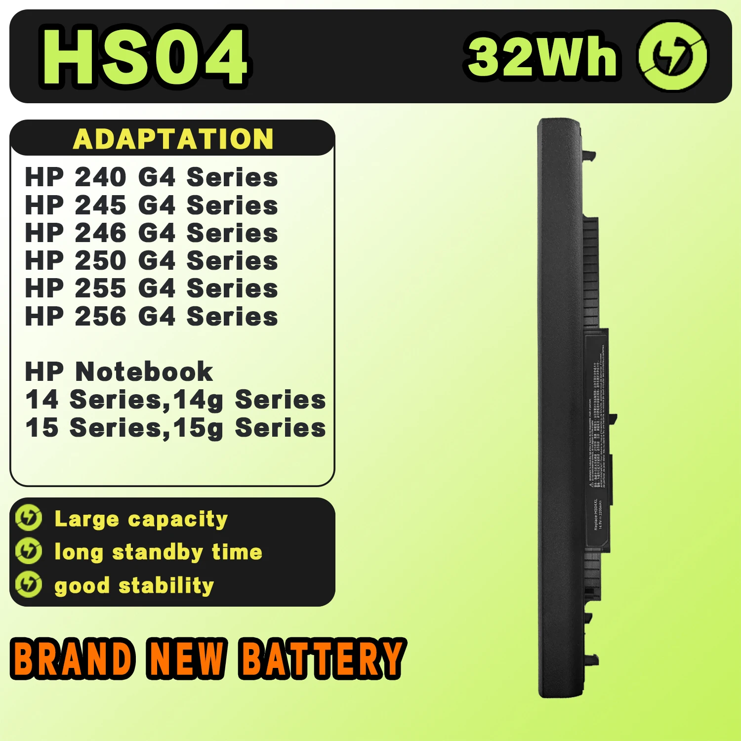 SAT HS04 New Laptop Batteries Replacement For HP HSTNN-LB6V TPN-I119 I120 C125 C126 HS03 HS04XL 14.8V-32Wh-2200mAh
