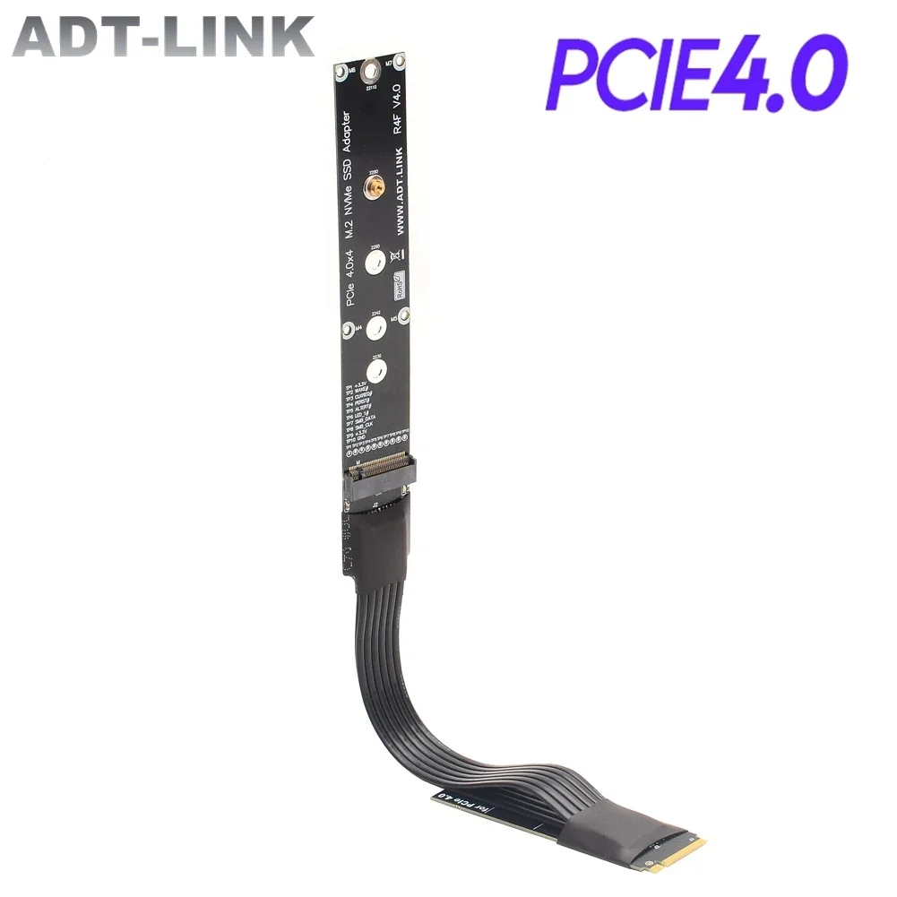 Riser M.2 NVMe Ultra SSD Extension Cable Solid Drive Riser Card Adapter M.2 to PCI-E 4.0 X4 Full Speed 64G Key M Ribbon Extender