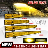 Barra de Luz LED HL 12V 24V 3000K Ámbar, Combinación de Rayos Spot y Flood, Luz de Trabajo para Uso Todoterreno, Barco, 4x4, Lada, Barra LED para Coche, Faro Delantero