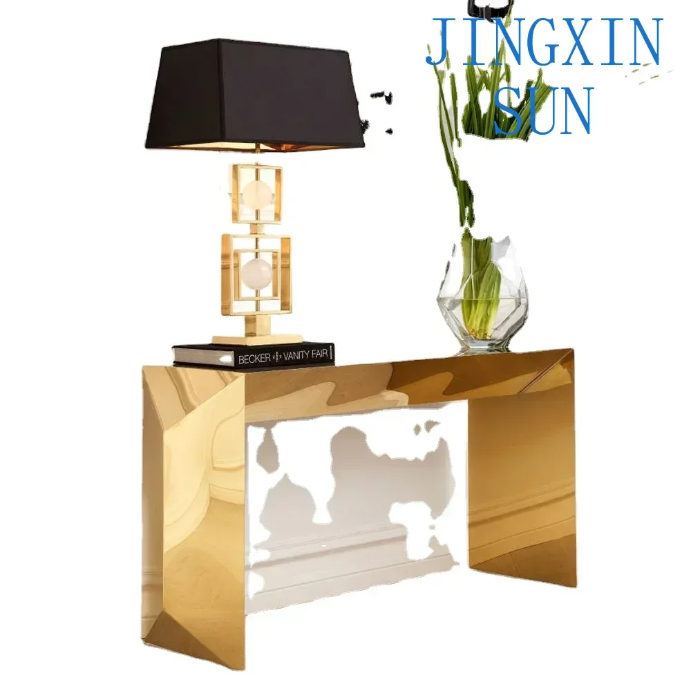 -Luxury Shiny Fully Gold Stainless Steel Console Table