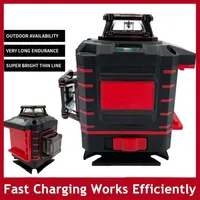 4 Sides*360 Degree Vertical 4.2V 3-4D Laser Level Green Beam 16 Lines Self-leveling Vertical Cross Line Lase Fit Milwaukee