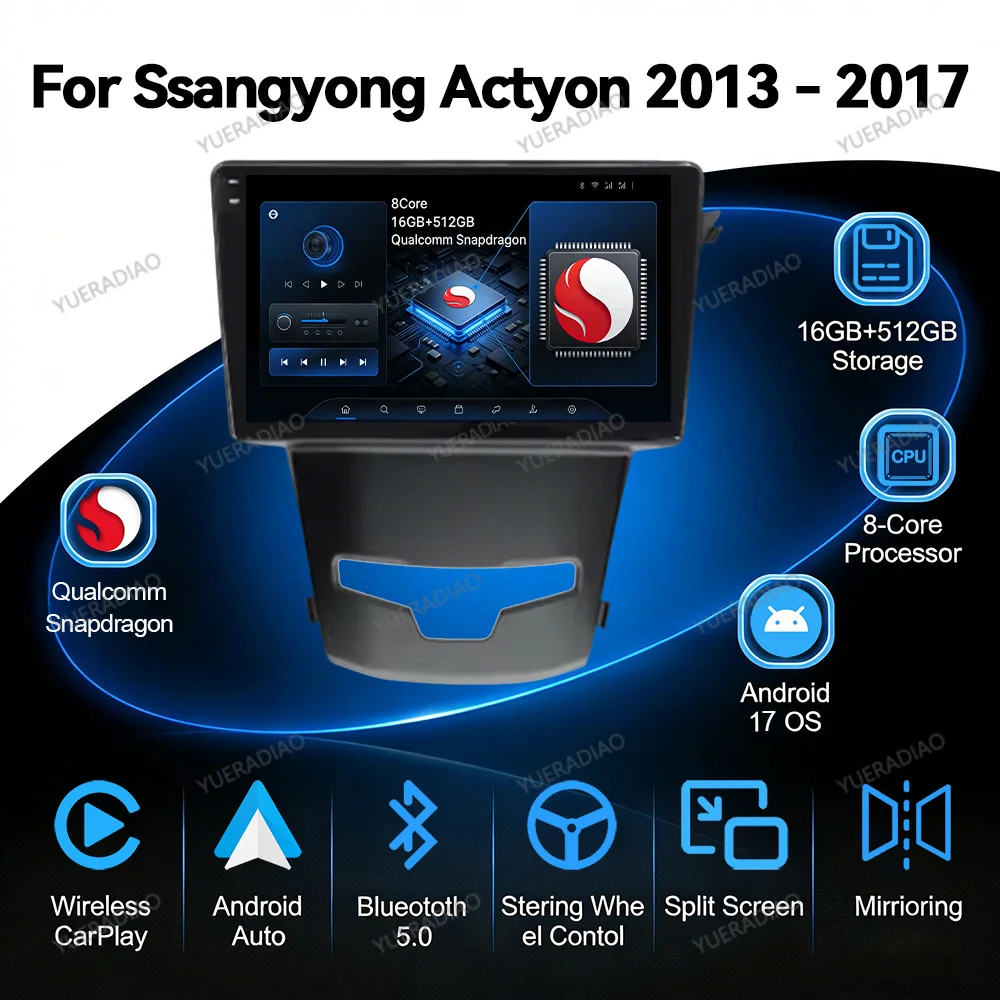 Android 17 Car Radio For SsangYong Korando 3 Actyon 2 2013 - 2017 DVD Backup Camera BT Autoradio Mirror Link Touch Screen 2DIN