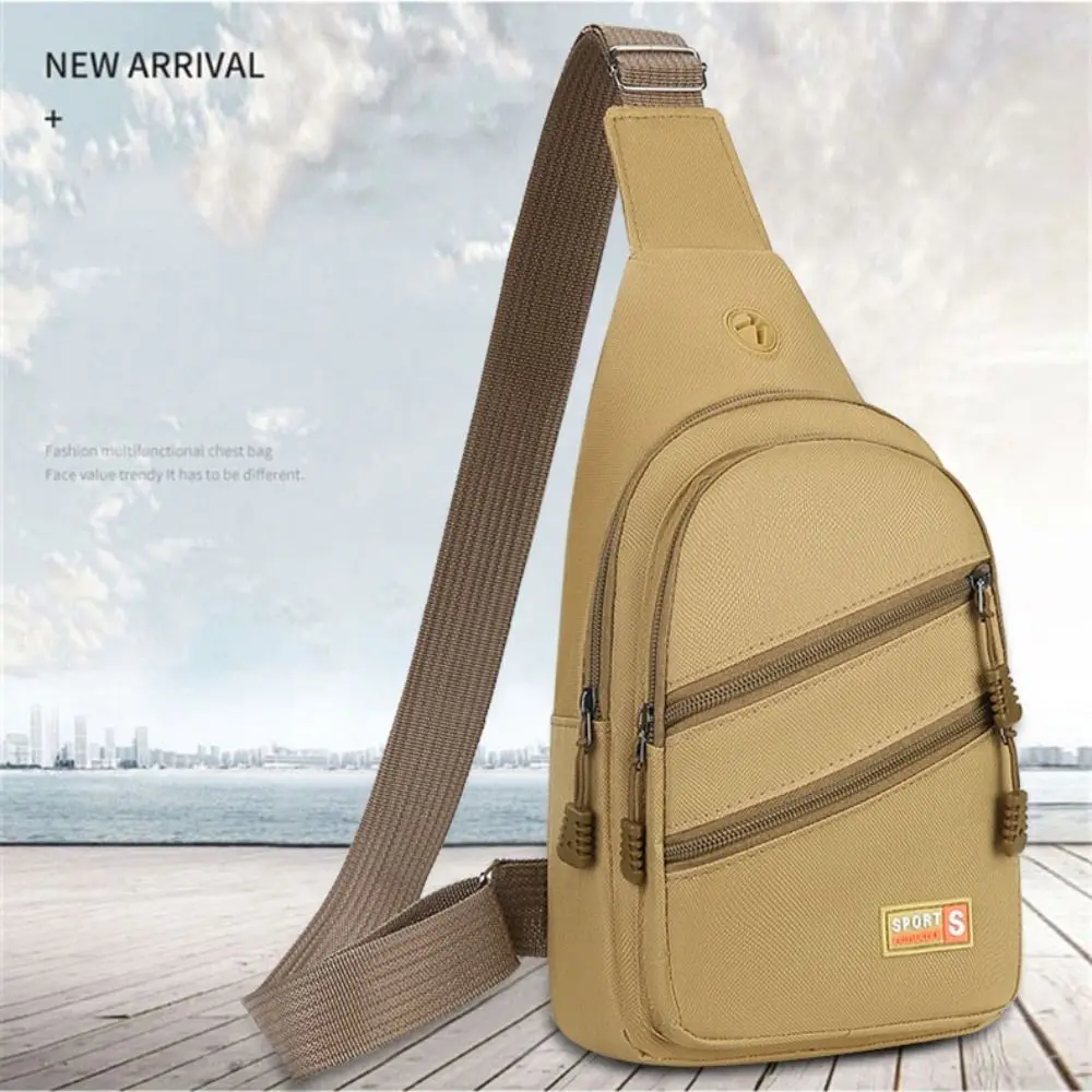 Nylon Men Chest Bag Large Capacity Chest Pack Casual Sling Bag Sports Male Shoulder Bag Outdoor Crossbody Bag