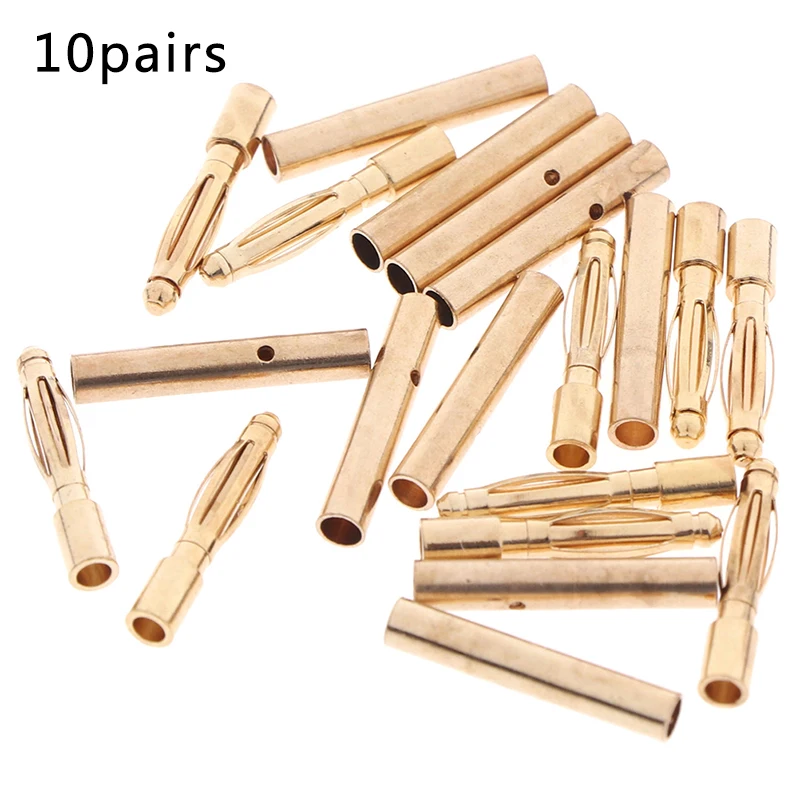 20pcs 2mm Gold Copper Bullet Model Plug Battery Connector Eco-friendly Gold Plated Three-dimensional Male Plug And Female Plug