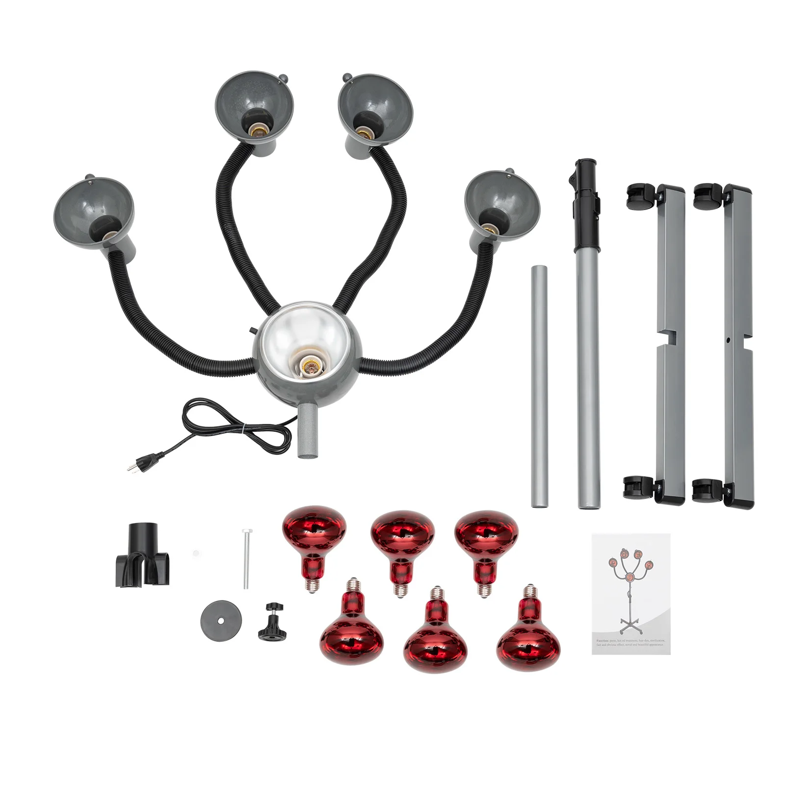 

5 Head Infrared Heat Lamp, 750 W Red Light Heat Therapy Hair Color Processing Drying Adjusting Height Hair Dryer Stand