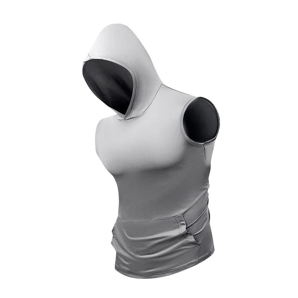 Chaleco informal sin mangas con capucha para hombre, camiseta ligera transpirable de verano para gimnasio, correr, entrenamiento, culturismo, camisetas interiores