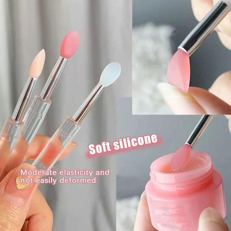Silikonowy pędzelek do ust z osłonką, kryształowa rączka, pędzelek do korektora, miękkie końcówki do makijażu ust, pędzle do szminki, nie rozbija się.