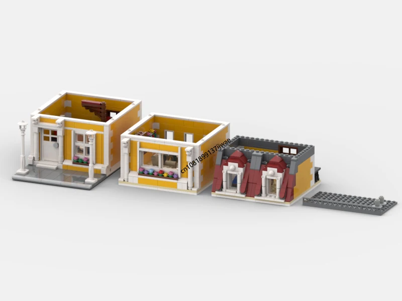 Bloques de construcción modulares para niños, juguete de ladrillos para armar Casa de color naranja, serie calles de Ciudad, ideal para regalo de cumpleaños, gran oferta, 992