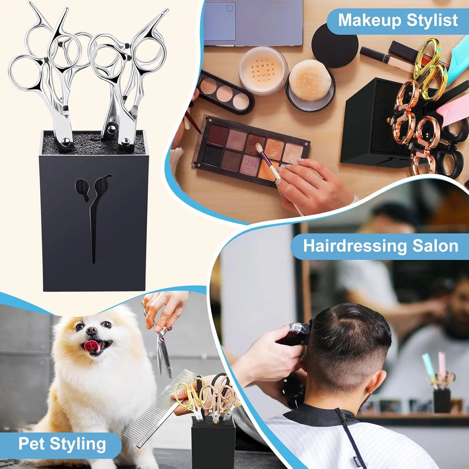 مقص صالون المنظم رف لا فتحة ثابتة صندوق تخزين لمقص الشعر مشط دبوس الشعر فرشاة التجميل تصفيف الشعر تخزين الرف