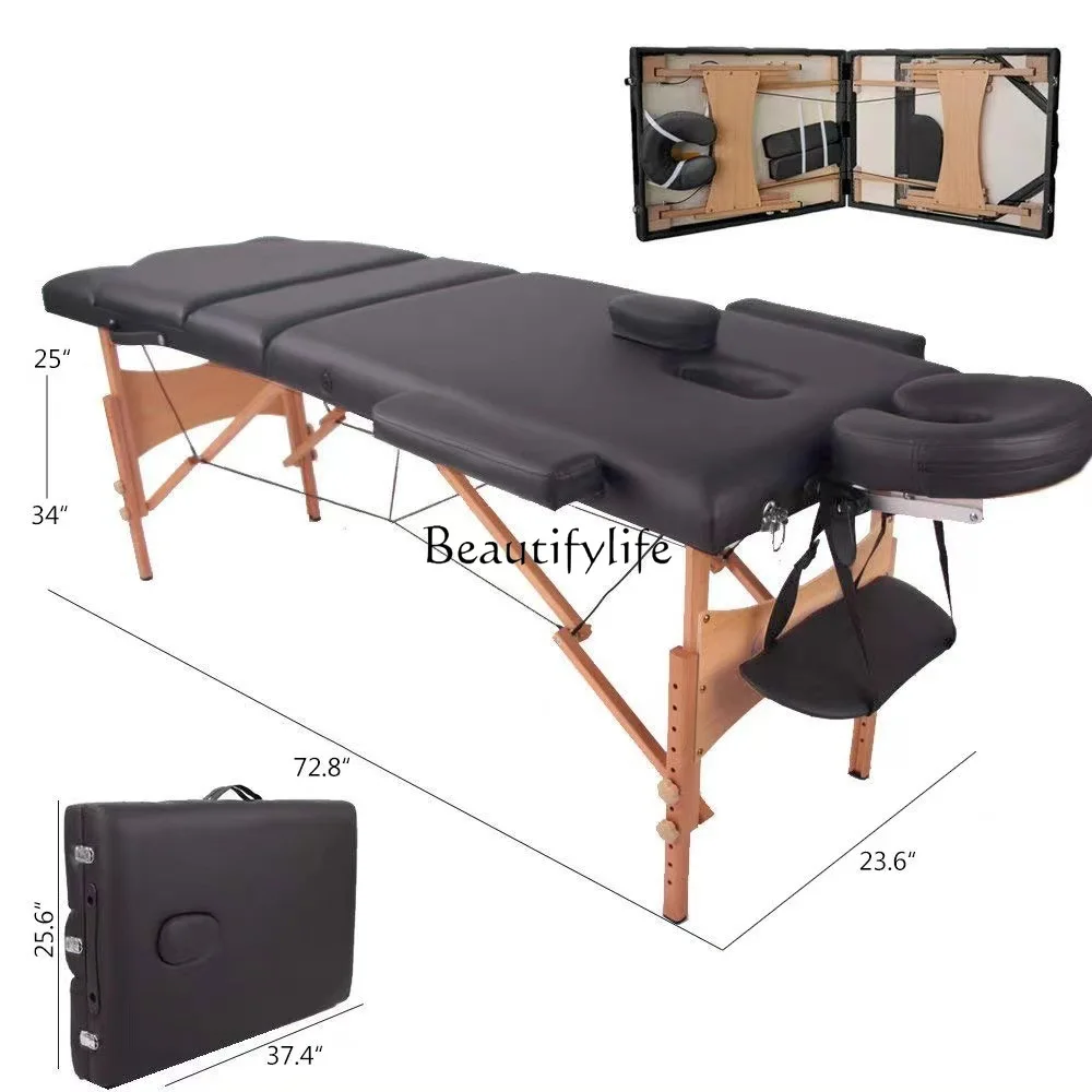 02 * سرير تدليك محمول 14.5 كرسي تدليك سميك قابل للطي من خشب الزان 70 عريض