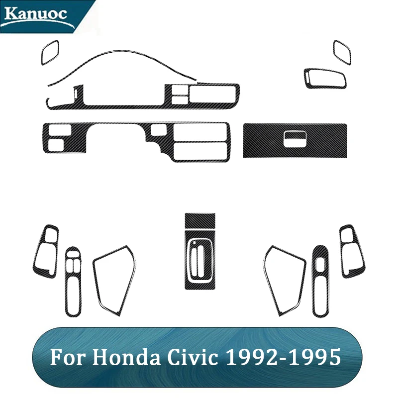 

For Honda Civic 2Door 1992 1993 1994 1995 Carbon Fiber Various Parts Black Stickers Car Interior Decorative Accessories