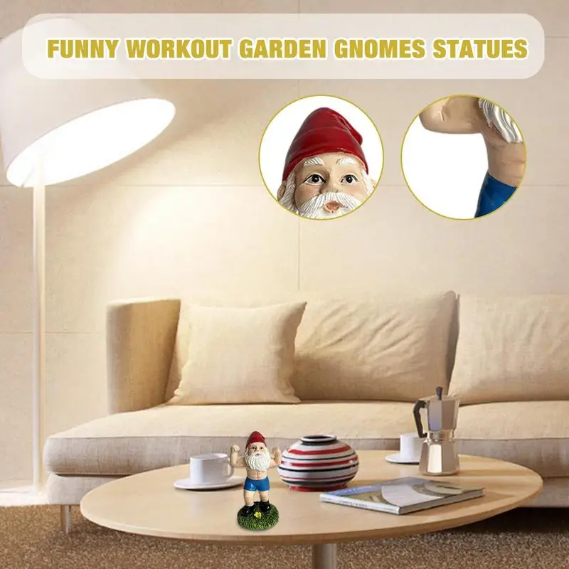 Dumbbell Weightlifting Gnome Sculpture 1pcs Muscular Garden Dwarf Statue Multipurpose Decor For Gardens Courtyards Bedrooms