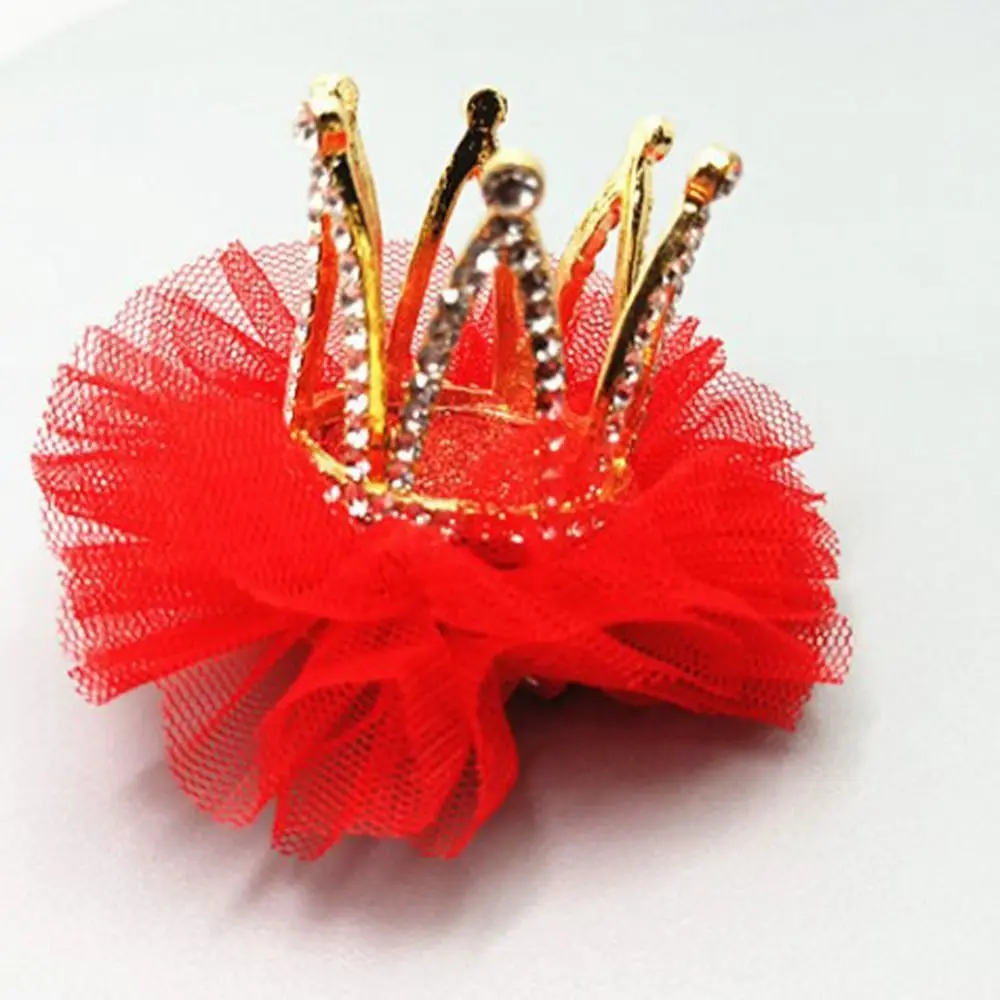 

Adorable Lovely Lovable Headdress Gauze Crown Rhinestone Pearl Hair Clip Girl Hairpin Hair Accessory Headwear