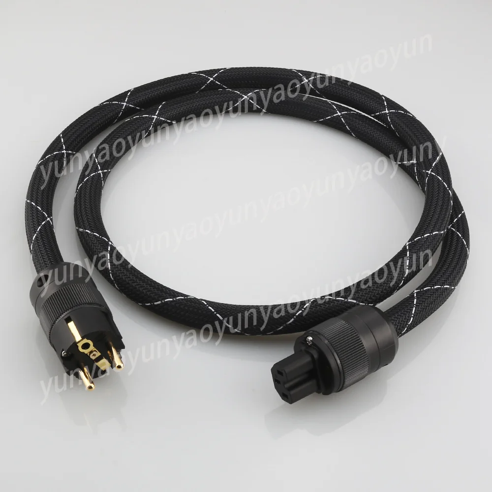 8N Copper Schuko EU Power Plug Cable Gold Plated HIFI Power Cord for Audio DVD CD AMP