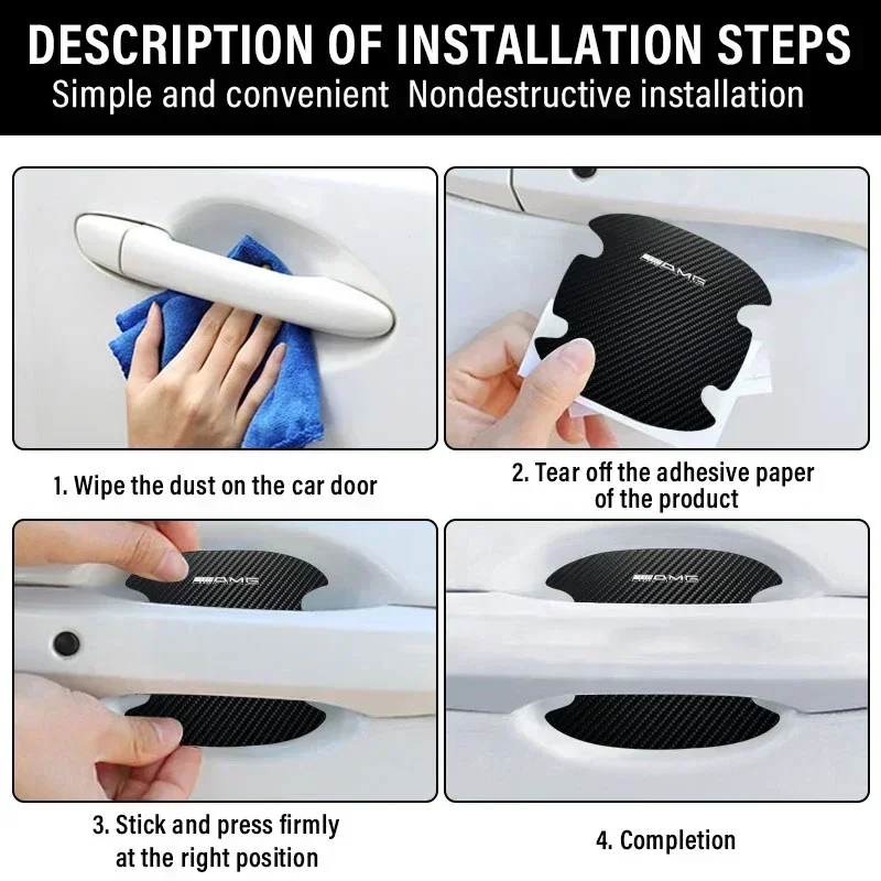 4 قطعة باب السيارة ملصق ألياف الكربون الخدوش غطاء مقاوم لمرسيدس بنز AMG W204 W203 W212 W211 W124 W210 GLC GLE E CLA