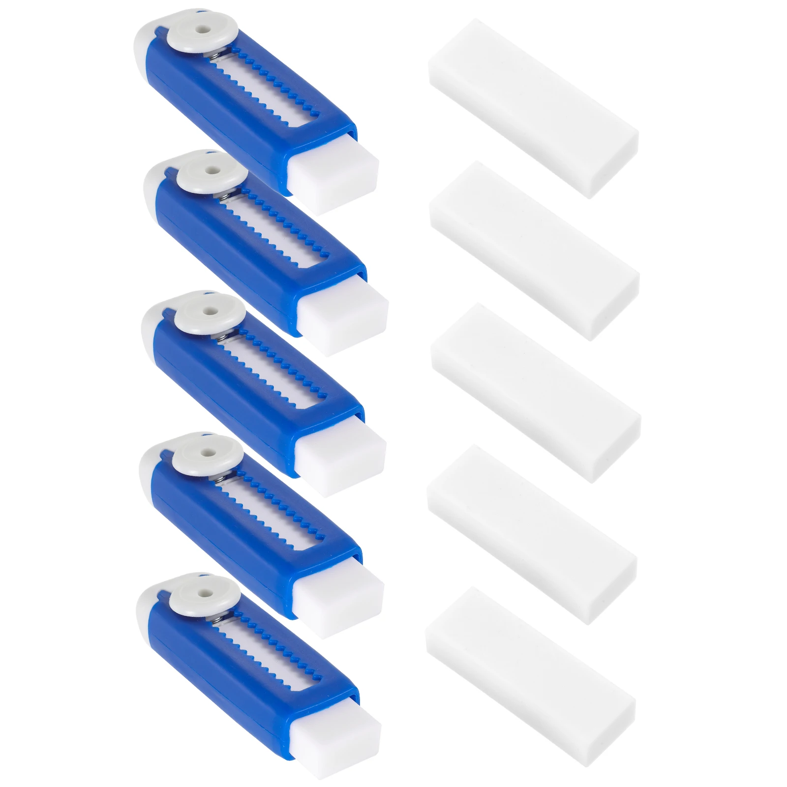 

5 set Retractable Erasers Blue White Sliding Mechanism Push Pull Eraser for Drawing Students School Supplies Portable Gum