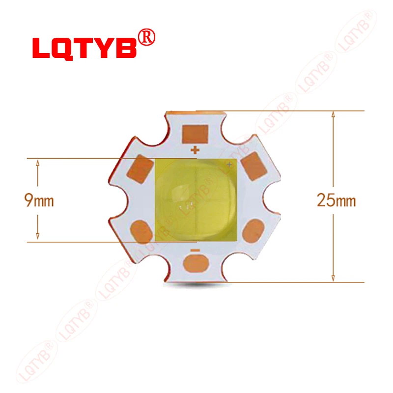 Bola de lâmpada LED de alta potência, lanterna branca de alto brilho, soldagem modificada, substrato de cobre, 4 núcleos, 36 watts, 20mm, 25mm, XHP90