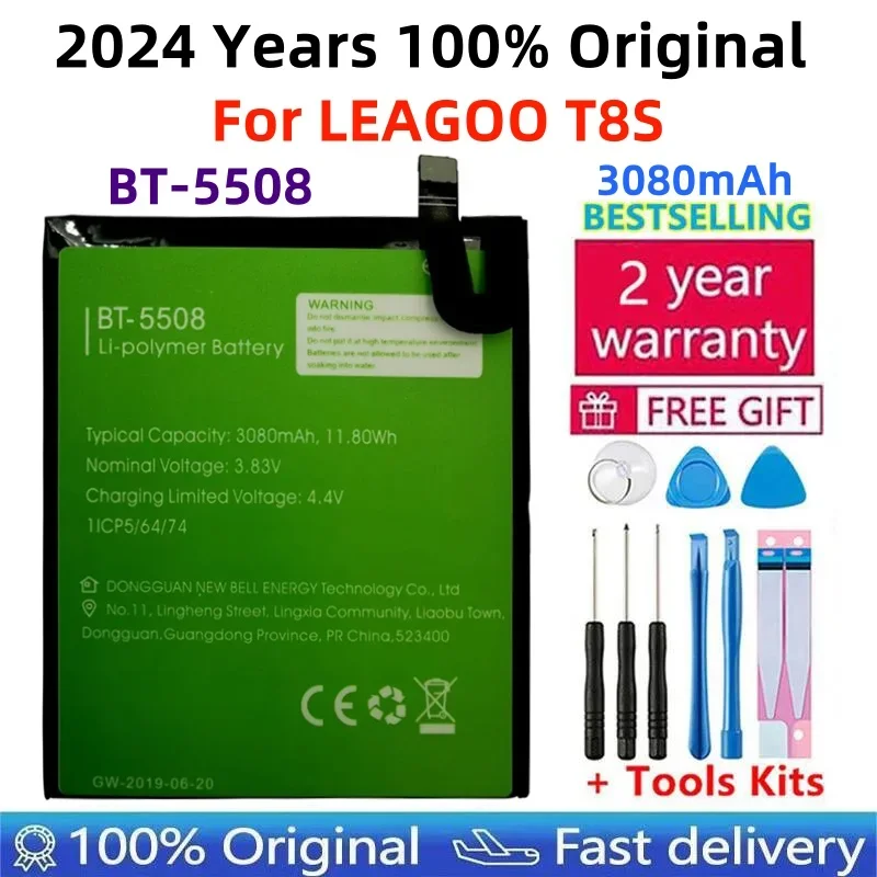 

BT-5508 Battery For LEAGOO T8S Phone, 3080mAh, Latest Production, High Quality, Free Tools, New, Original, In Stock