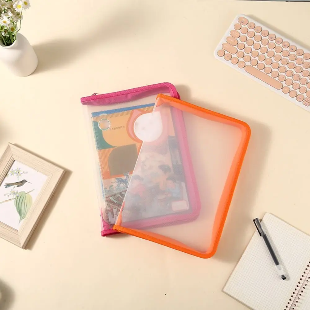 Multifunctional Transparent Zipper Pouch Large Capacity PP File Folder Bag Portable Solid Color Document Organizer Pouch