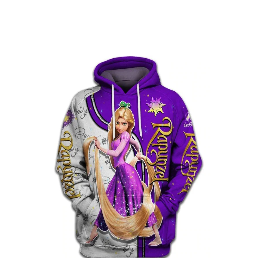 Rapunzel Girls Hoodie Disney Women's Hoodie 3D Printed Pullover MINISO Women's Hoodie Oversized New Women's Clothing