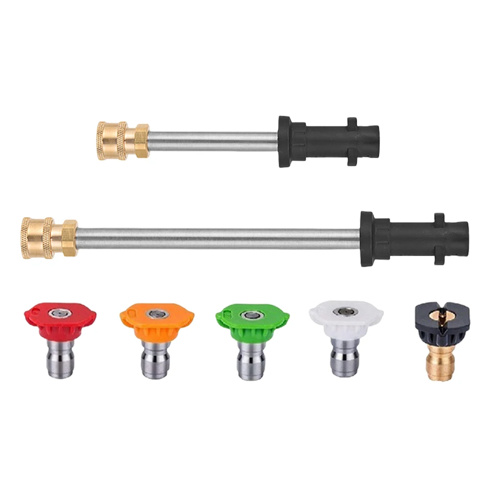 

Удлинительная головка пистолета для мойки высокого давления 17/41 см, быстроразъемный разъем 1/4 с 5 насадками, удлинитель для Karcher K2-K7 Series