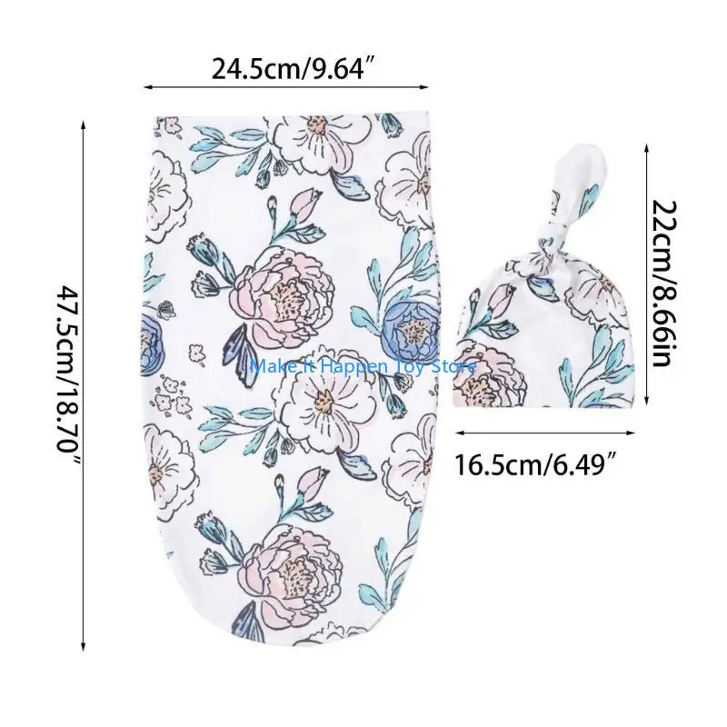 28EC الوليد الطفل كيس النوم قبعة مجموعة التفاف قماط التصوير الدعائم للبنين بنات البوليستر النوم بطانية #6