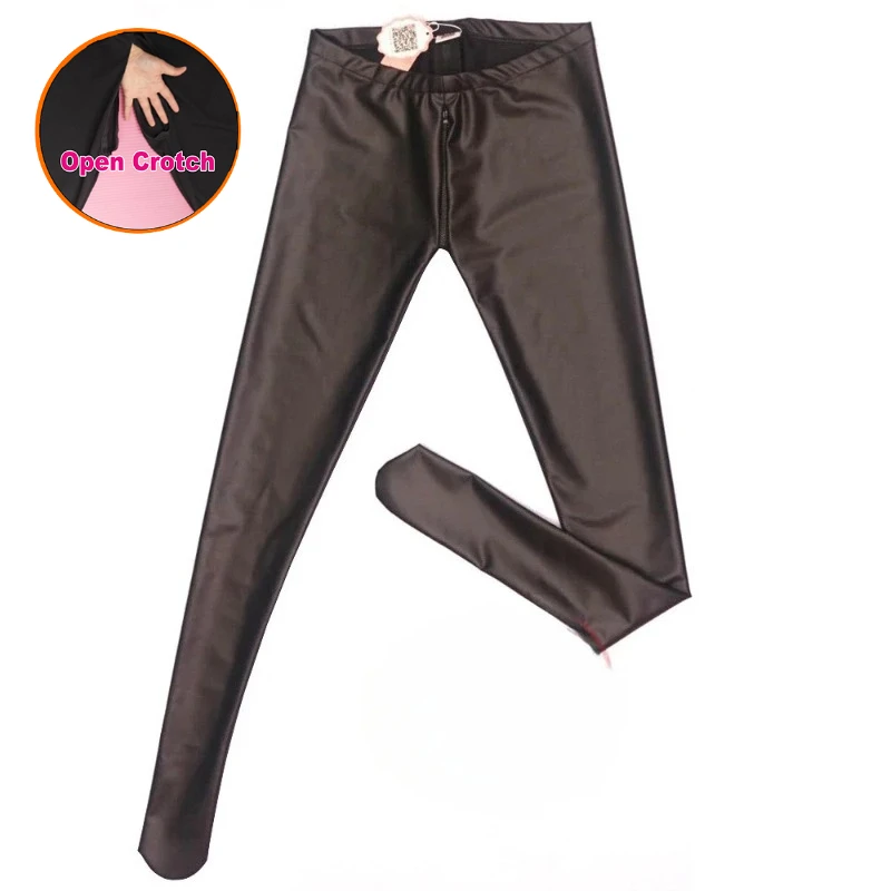 Imitation Latex Bundle Leg Socks Yoga Open Crotch Pants Leggings Sexy Rubber Latex Ammonia Socks Leggings