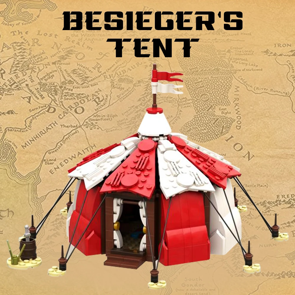 

MOC 134145 Besieger's Tent Medieval Military Viking Tent Series Building Blocks Outdoor Tent Campsite Model Street View Bricks