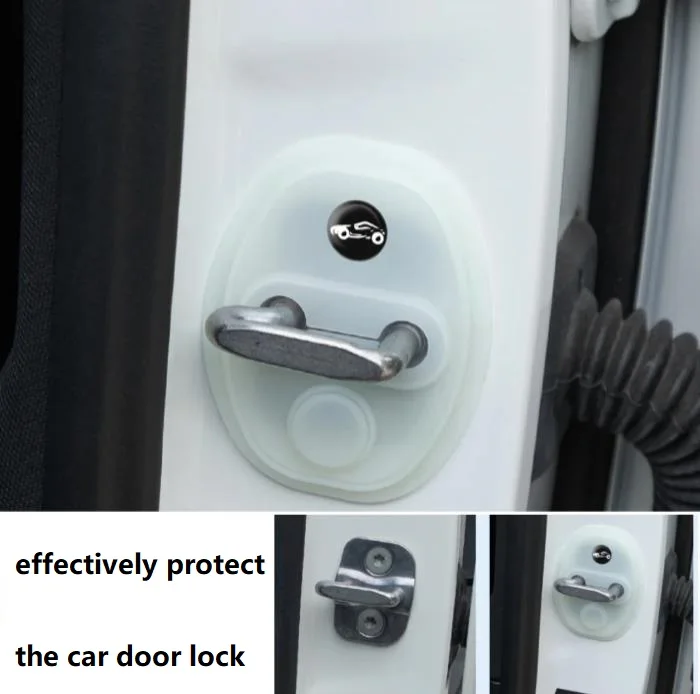 

4pcs Silicone Car Door Lock Buckle Mute Shock Absorbing Cushion Elastic Anti-Collision Car Door Latch Protection Cover