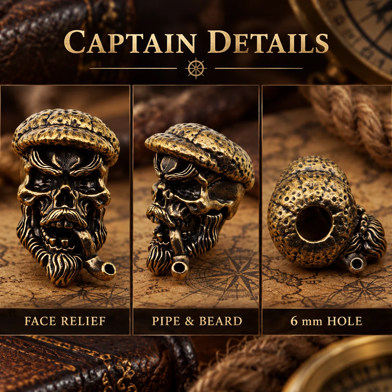 Antique Brass Sailor Captain S - Paracord Survival Bracelet 评论和价格