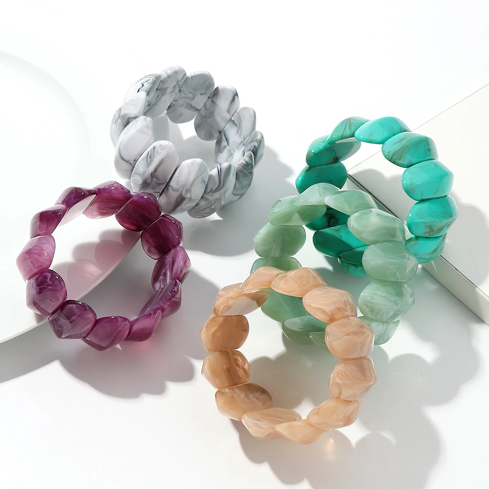 Vintage Acryl Gestreckt Große Breite Armbänder Armreifen für Frauen Trendy Harz Geometrische Große Marmorierte Manschette Armreif Modeschmuck – Detail 7