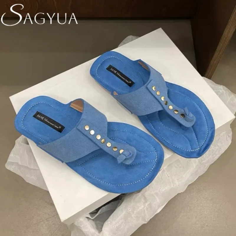 

Women's Slippers Clip Toe Flats Flip Flops Sandals Casual Shoes Summer 2025 Trend Beach Shallow Dress Woman Shoes Comfort Slides