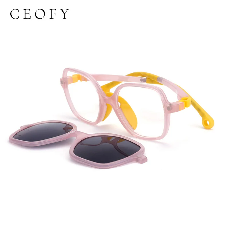 Ceofy montature per occhiali da vista per bambini occhiali polarizzati magnetici Clip per prescrizione ottica per bambini su occhiali flessibili