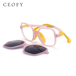 Ceofy montature per occhiali da vista per bambini occhiali polarizzati magnetici Clip per prescrizione ottica per bambini su occhiali flessibili 19974