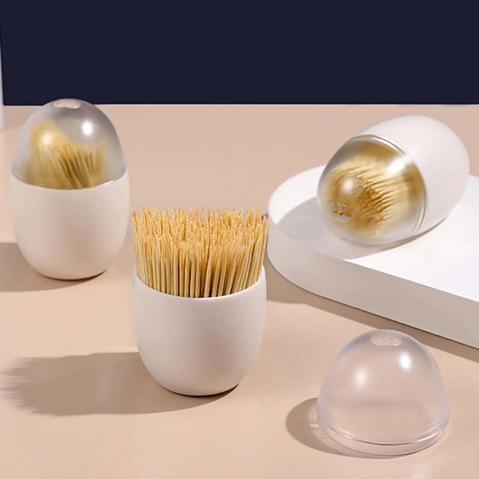 Novelty Toothpick Container Holder for Home Kitchen Restaurant Counter White ABS Magnetic Egg Design Portable Storage Box