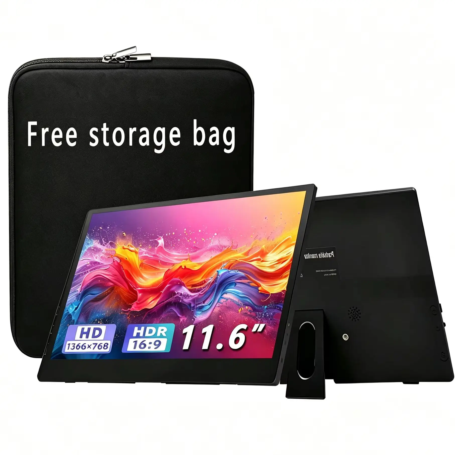 11.6 Inch Portable Monitor 1366*768P HD IPS Can One line link With Type-C Mini HDMI For Phone Laptop PS4/5 TV XBox Mac PC Switc