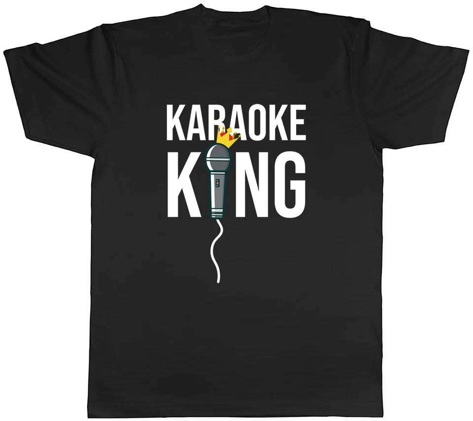 Karaoke King Men's T-shirt, Music Singer/Musician Microphone T-shirt, Loose Casual Unisex Streetwear Shirt