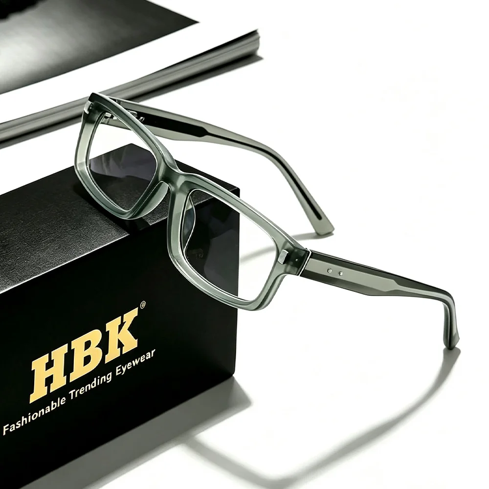 HBK Neue Rechteckige Vintage-Brillenfassung für Herren, Computer-Brillenhalter mit Blaulichtfilter, Kleine Brillenfassung für Damen, Minimalistische Brille