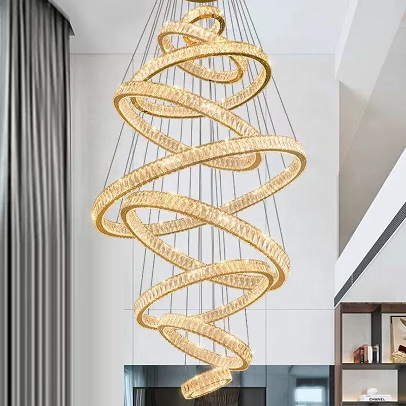 

Modern home decoration crystal chandelier, stair Pendant lamp, living room Pendant lights, interior lighting