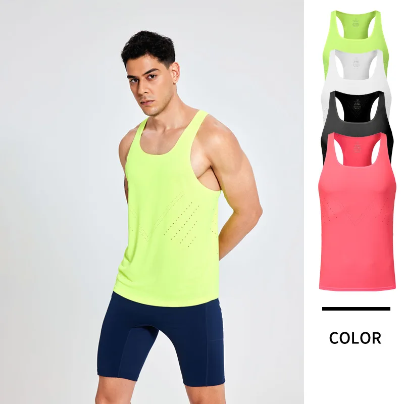 

Men Women Marathon Running Tank Top – Lightweight Quick Dry Breathable Sweat-Wicking Sports Vest, Solid Color Training Shirt