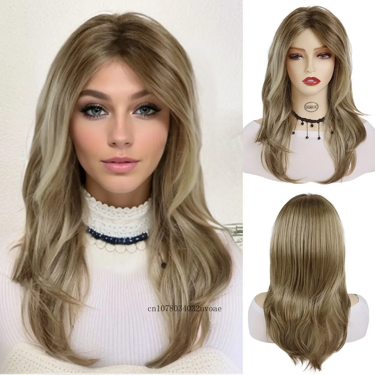 

Stylish Women's Wig Synthetic Blonde Wig with Bangs Natural Layered Haircut Soft Fluffy Cosplay Halloween Party Heat Resistant