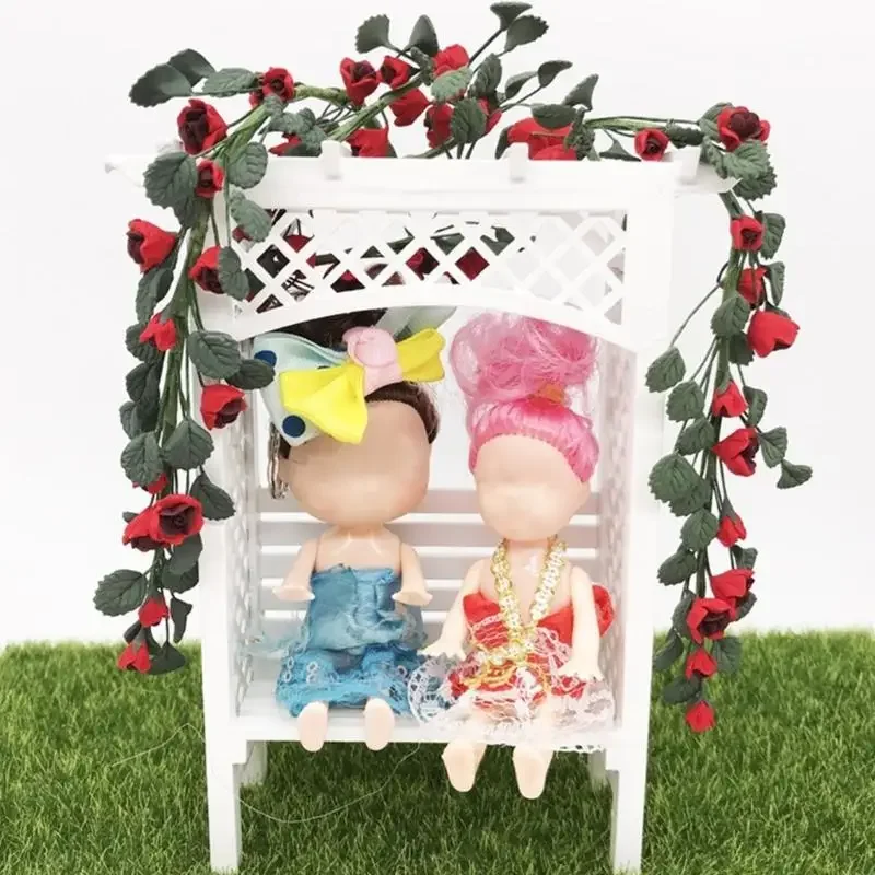 

Miniature Rose Vine For 1/12 Scale Doll House Garden Decoration Realistic Resin Flower With Iron Wire Stem Scene Display 15UB